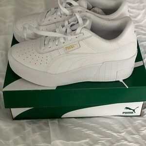 Puma White Sneakers with Gold Details